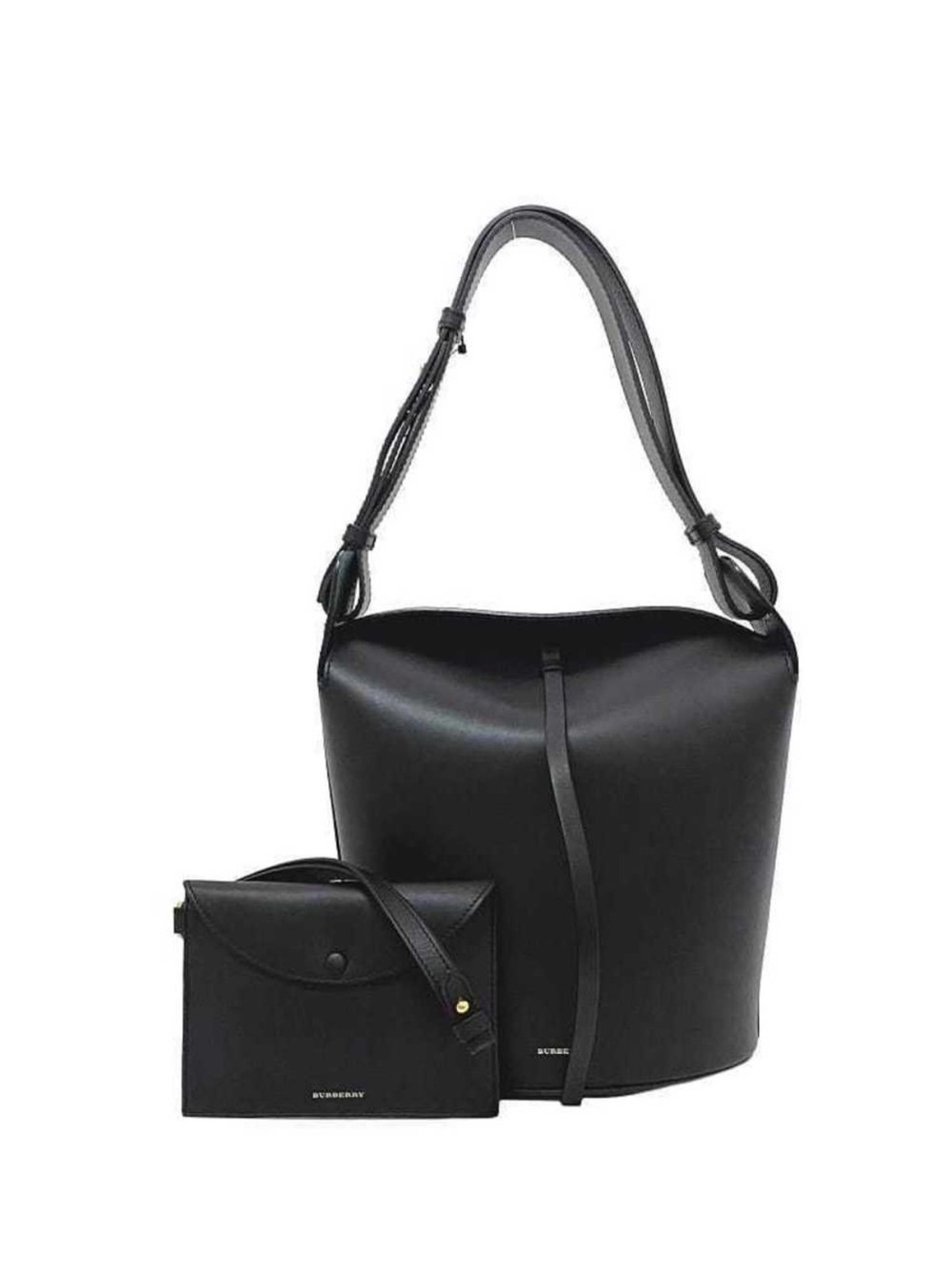 Burberry Black Leather Shoulder Bucket Bag